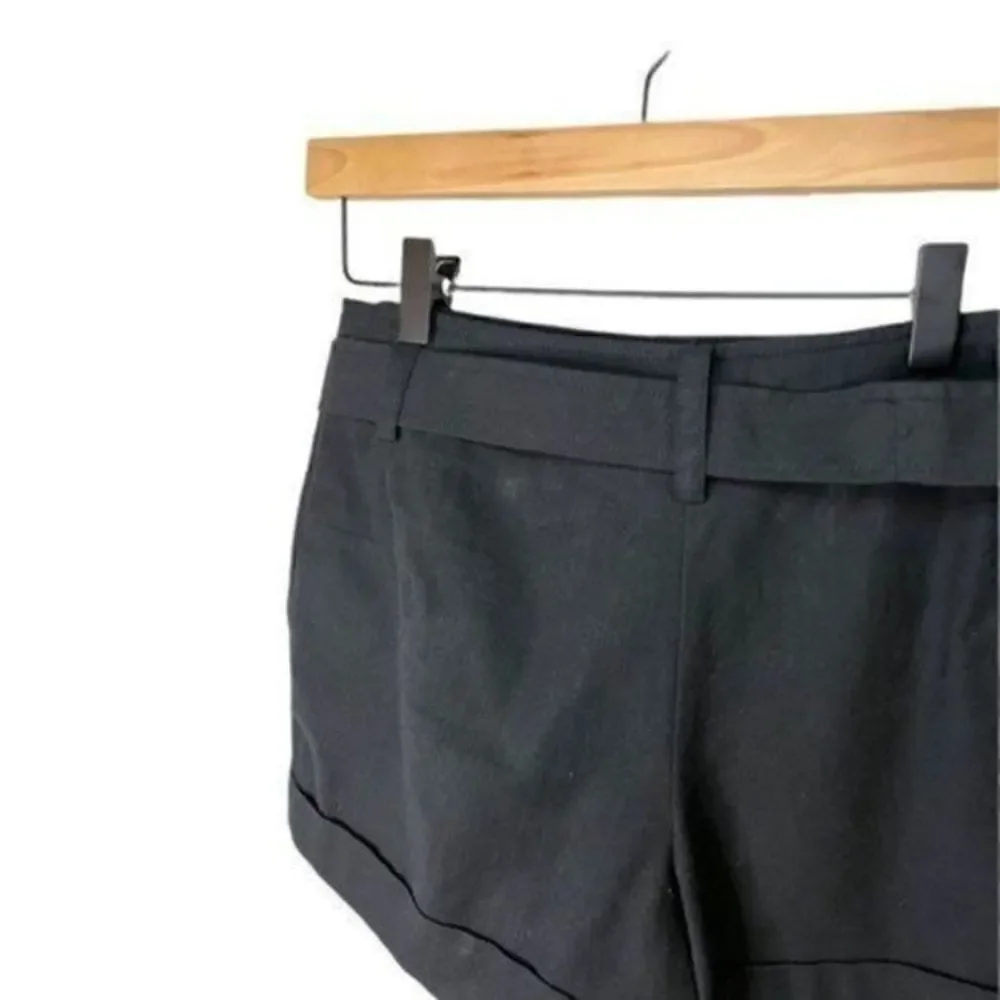 Trina Turk Linen Cotton Blend Cuffed Linen Shorts w/Belt  2 Black - Picture 5 of 12